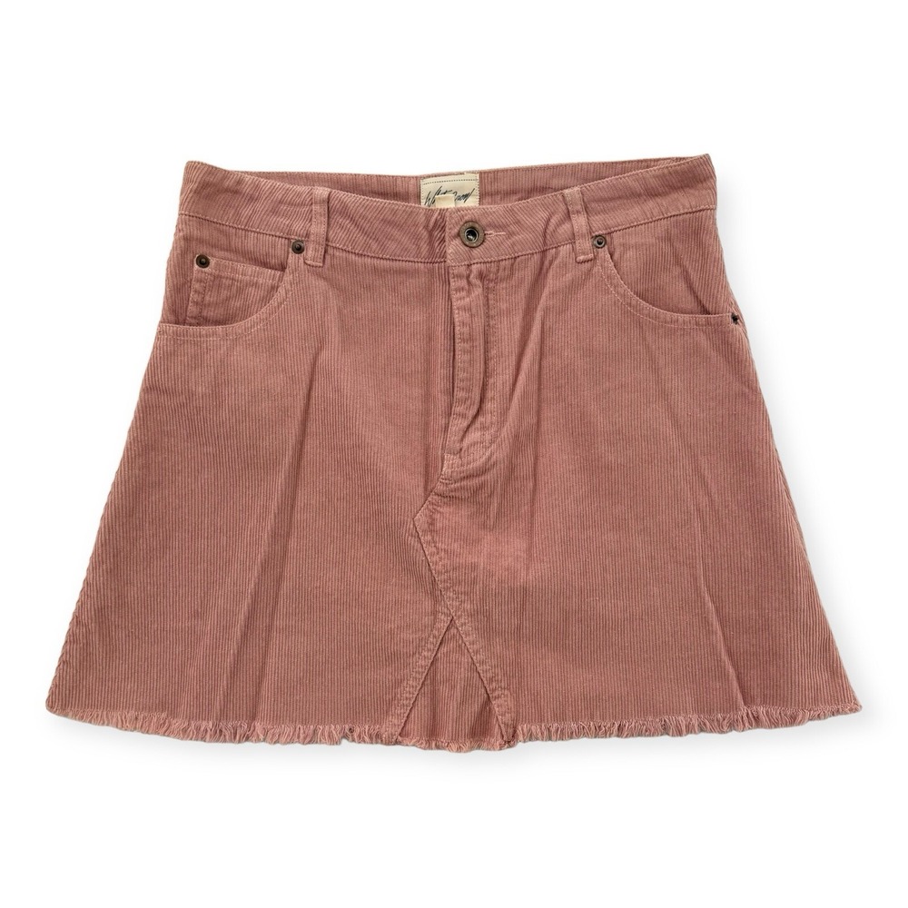 White Crow Pink Corduroy Mini Skirt Womens Small A-Line Raw Fray Hem WK181642